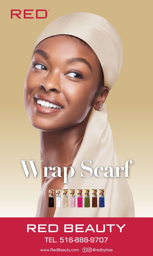 RED SILKY SATIN WRAP SCARF BANNER