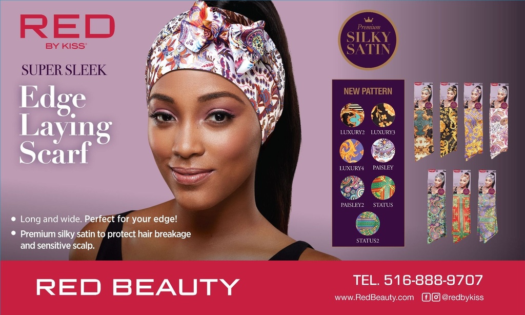 RED SILKY SATIN EDGE SCARF BANNER