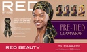RED SILKY PRE TIED GLAM WRAP BANNER