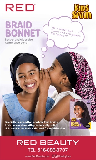 [ZRPM20] RED KIDS SATIN BRAID BONNET BANNER
