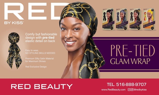[ZRPM41] RED SILKY PRE TIED GLAM WRAP BANNER