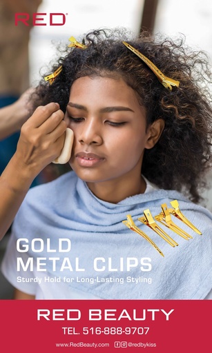 [ZRPM49] RED GOLD METAL CLIP BANNER